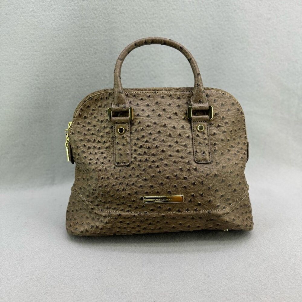 Ivanka Trump Womens Brown Tan Faux Ostrich Leather Purse Handbag With Strap